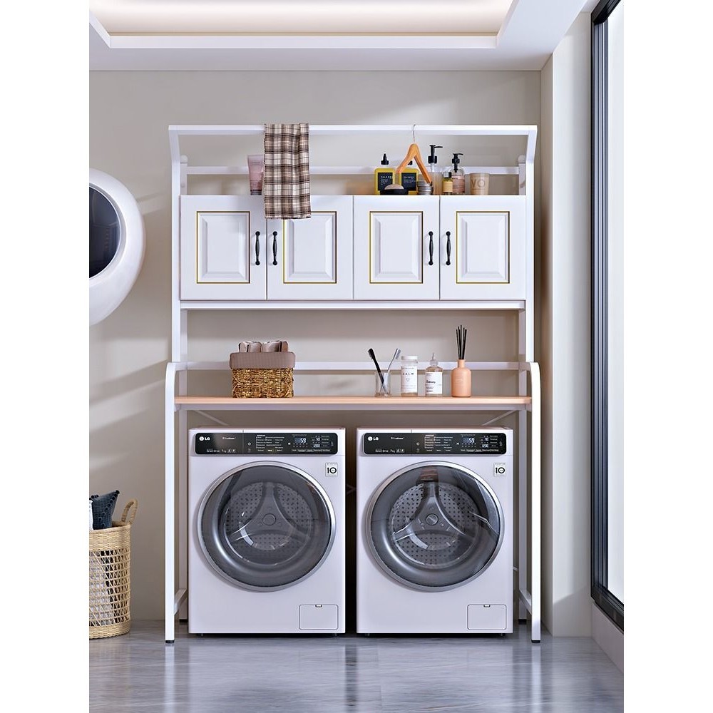 Flip Washing Machine Upper Shelf Balcony Storage Locker Bathroom Cylinder Dryer Integrated Storage Rack/Washing Machine Storage Rack Dryer Stack Rack Dishwasher Shelf