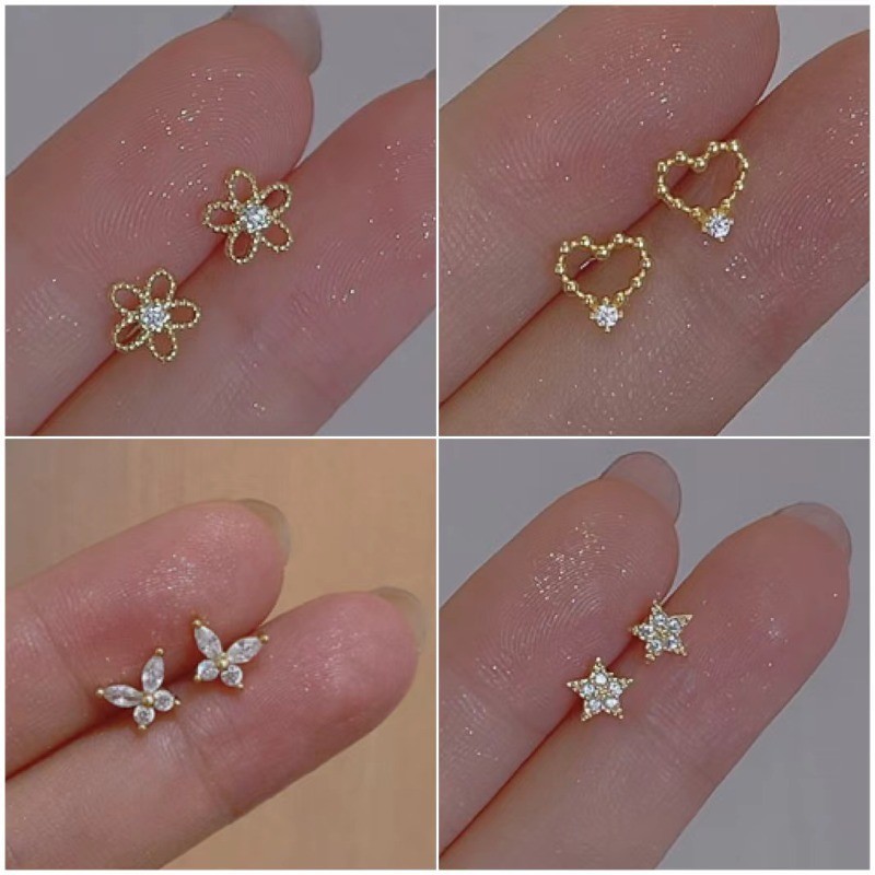 925 Silver Needle Flower Stud Earrings Women's Small Flower Earrings Simple Korean Summer Mini Cute Earrings Gift