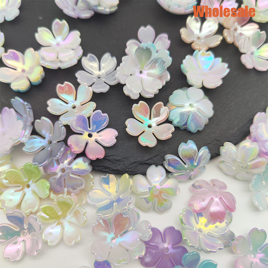 20Pcs 18mm Beading Colorful Flowers Loose Beads DIY Acrylic for Necklace Bracelet Jewelry Making Handcrafted Findings
