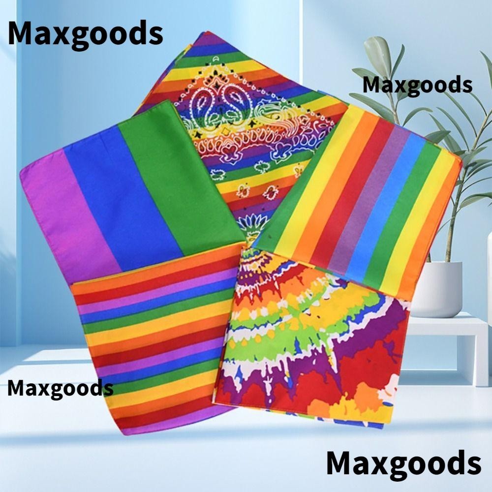 MAX Headband, Rainbow Colorful Pocket Square Scarf, Trendy Pride Festival Neck Tie