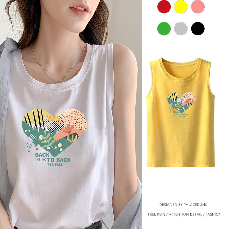 I have go to back Cotton tee women summer new sleeveless t-shirt loose cotton printing casual students