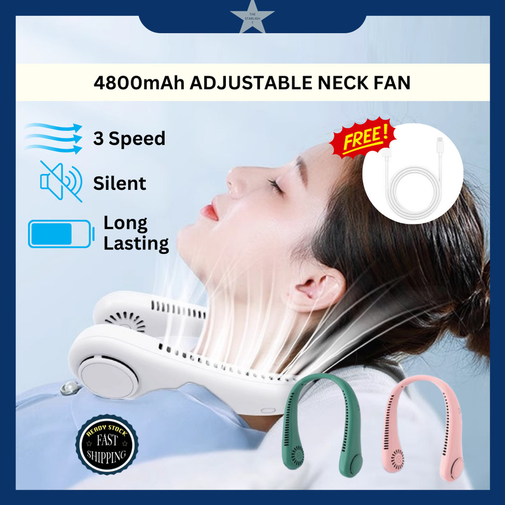 4800mAh Neck Fan Mini Portable Cooling Fan for Kids Sport Kipas Angin Kuat Kipas Gantung Budak Leher Kipas Murah Gila