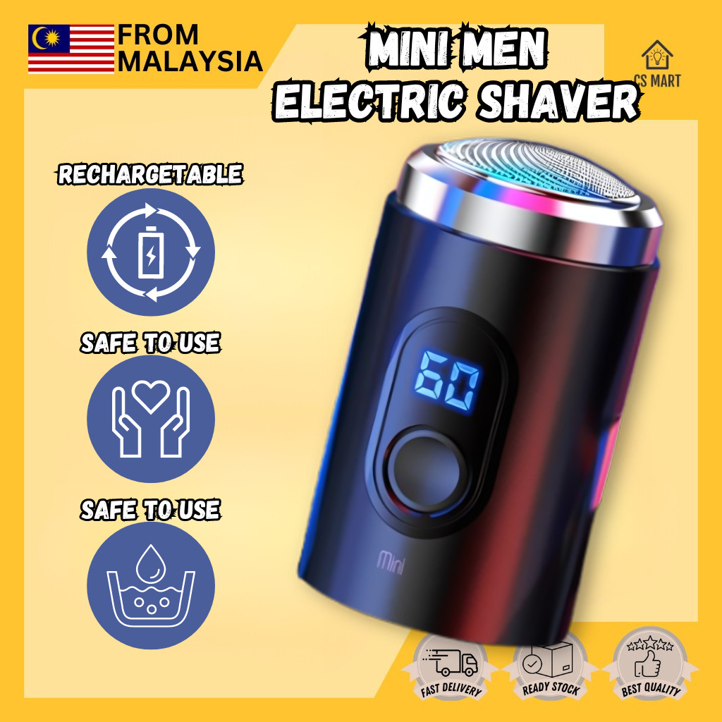 Men Portable Mini Shaver Mini Electric Shaver Digital Display Travel Size Rechargable Dry And Wet Use Washable Blade