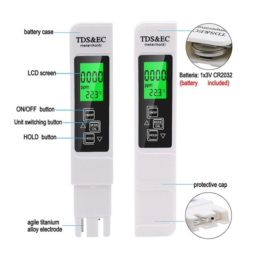 Have Must GIOVANNI Temperature Tester Pen Pure Water Digital EC Meter Portable Purity 0-9990ppm 3in1 TEMP PPM Drink R...