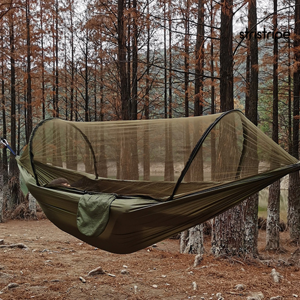 [STR] 1 Set Hammock Eco-friendly Breathable Polyester High Density Hammock Mosquito Net for Forest