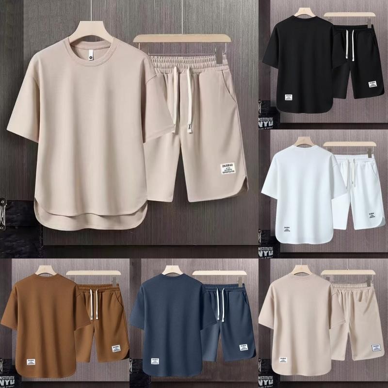 【Ready Stock】Fashionable men's T-shirt shorts suit Sut Seluar Pendek Baju-T Lelaki, Fesyen