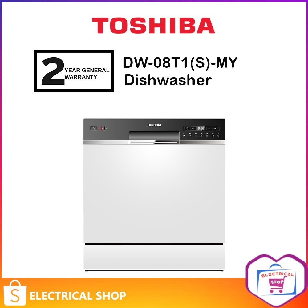 Toshiba Dishwasher DW-08T1 / DW08T1 / DW-08T1(S)-MY Countertop With UV Anti Bacterial Filter (Silver)