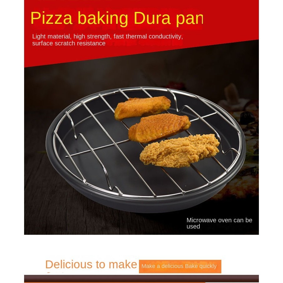 Round Pizza Baking Pan 23.3cm-40cm Chicken Wings Food Grade Stainless Steel Grill Pan Oven Microwave Baking Pan