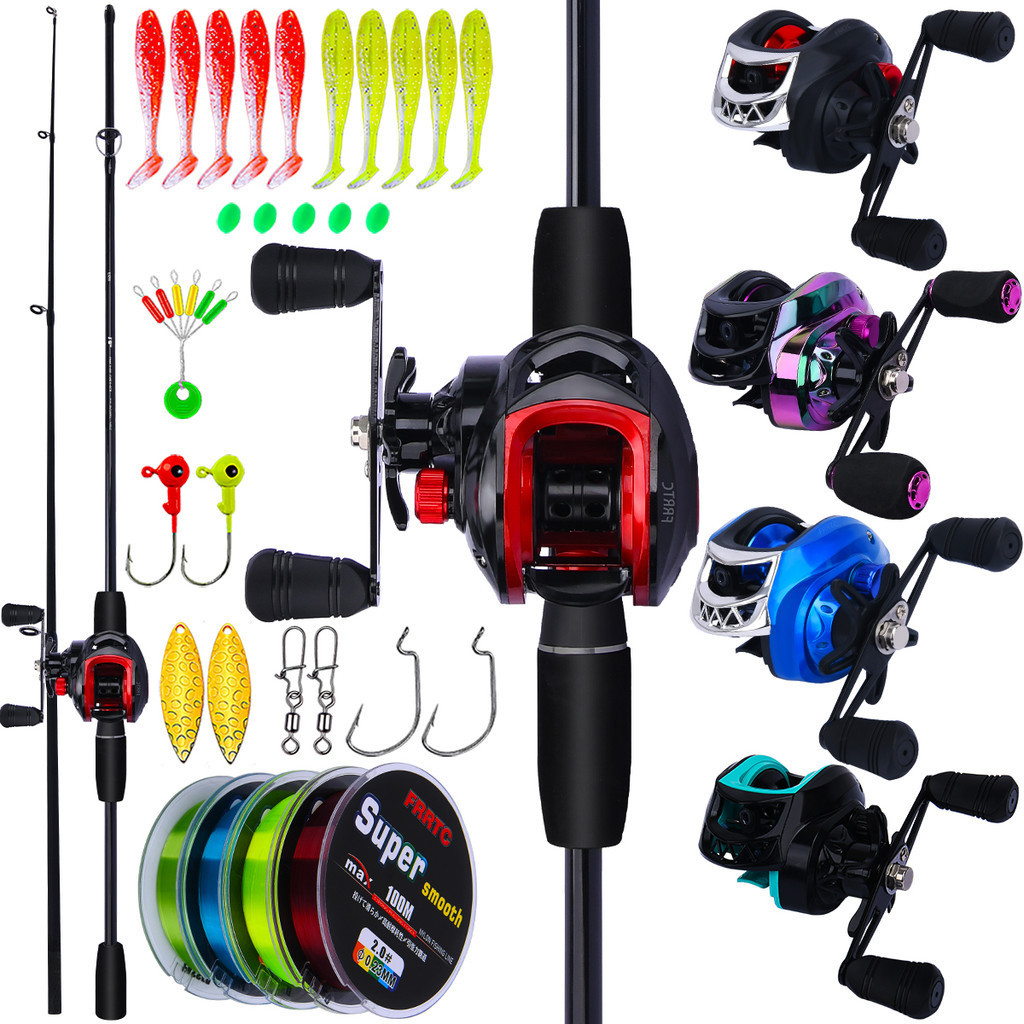 1.6m/1.8m 2 Sections Carbon Fishing Rod Casting 18+1BB Baitcasting Fishing Reel Fishing Full Set Fihsing Line Lure For Freshwater/Saltwater Joran Pancing