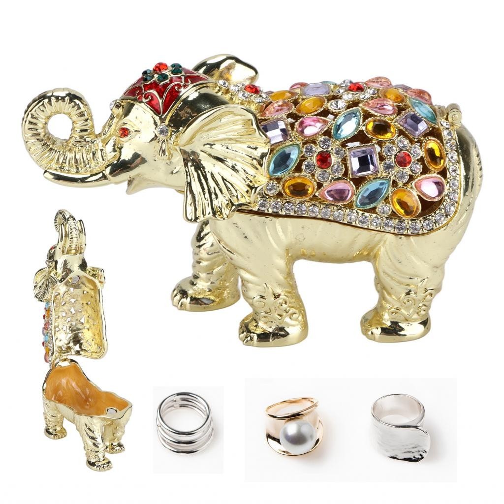 Kkala Animal Jewelry Box Rhinestone Elephant Trinket for Women Girls Gifits