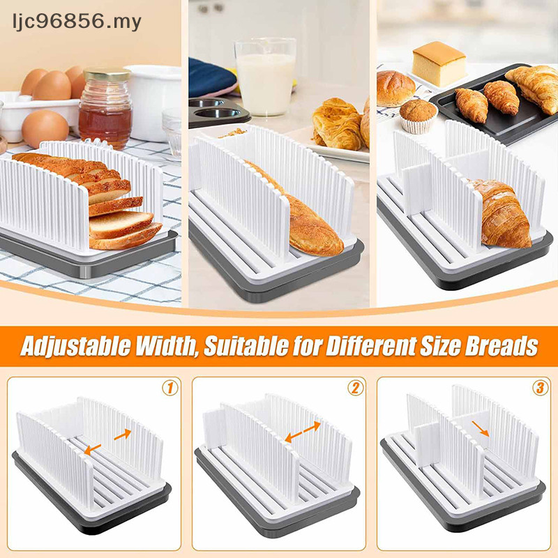 [ljc96856] Bread Slicer Foldable Baking Toast Slicer With Crumb Tray Bread Slicer Cutter Mold Maker Slicing Loaf Kitchen Tools [MY]