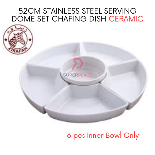 52cm 6 Pcs Inner Bowls Only Ceramic Serving Chafing Dish Ceramic Insert Party Dome Set