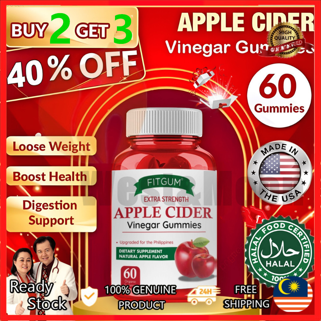Halal Apple Cider Vinegar Gummies Original The Fun and Yummy Way To Weight Lose Slimming Collagen Gummies 60 Ready Stock
