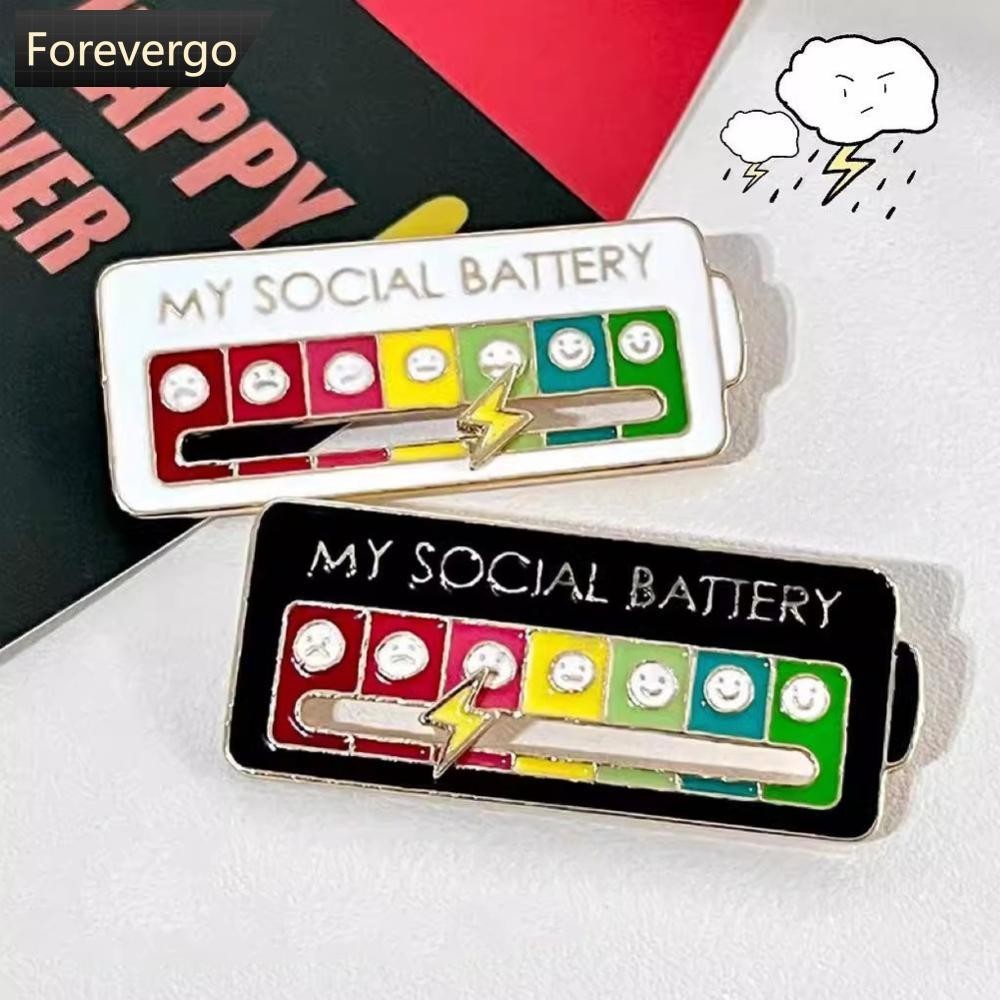 FOREVERGO Emotions Enamel Pins My Social Battery Mood Tracker Metal Brooch Badges Fashion Jewelry Accessories Lapel on Backpack Decoration L3V9