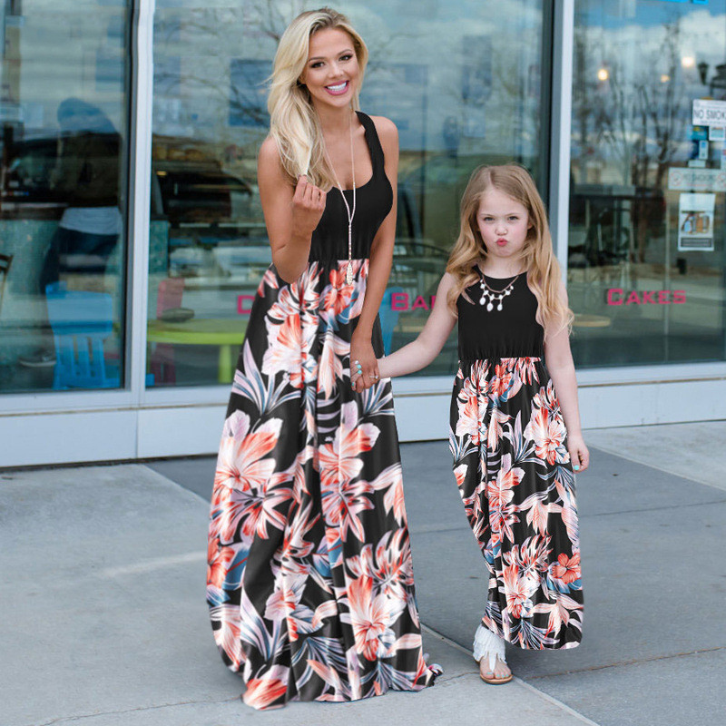 2021 Family Matching Maxi Dress Mom And Me Daughter Summer P