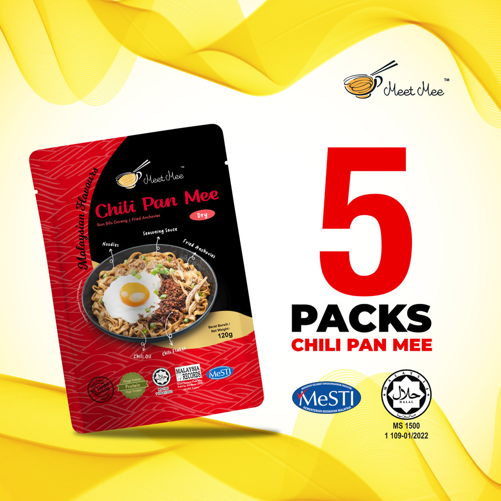 【HALAL Bundle CAK 5 in 1 】Dry Chili Pan Mee (Fried Anchovies)｜Cili Pan Mee (Ikan Bilis Goreng)