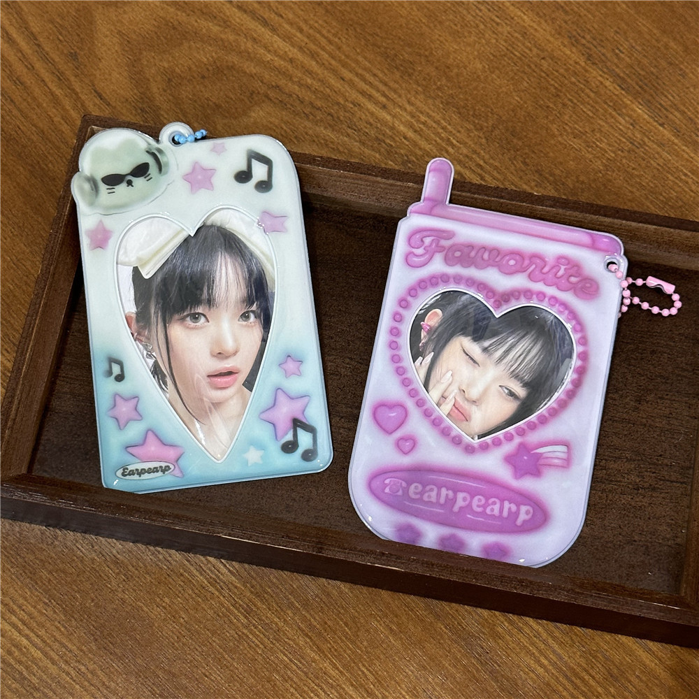 Ins Headphones Kitten Pvc 3 Inch Card Holder Small Card Campus Card Bus Card Protector Display Pendant