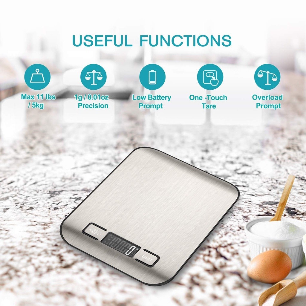Utensil Home Electronic food scale kitchen stainless steel touch screen 10kg/1gfood Meal - Image 5