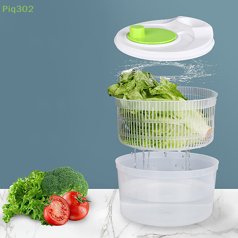 Piq302 Salad Spinner Dryer Vegetable Fruit Food Drain Basket Dehydrator Quick Washing Drying Manual Centrifuge Kitchen Household Tool MY