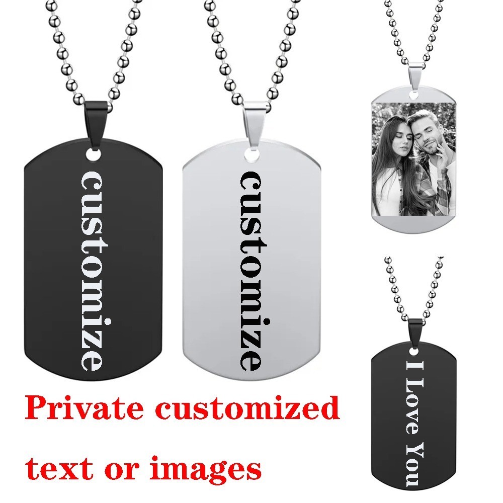 Private Custom Necklace Photo Text Logo Titanium Steel Pendant Men Women Fashion Accessories for Lovers Friends Family Souvenir Gifts