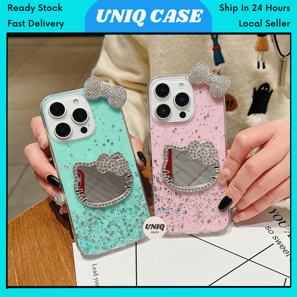 SAMSUNG A03 A12 A32 A33 A52 4G 5G J2 Grand Prime kitty mirror glitter case casing 手机壳