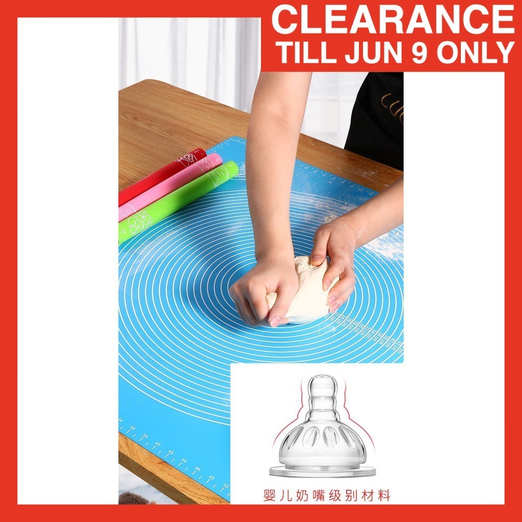 (FOOD GRADE MATERIAL) Premium Thick Food Grade Nonstick Silicone Baking Mat Kneading Dough Mat Pad Baking Tools Bakeware