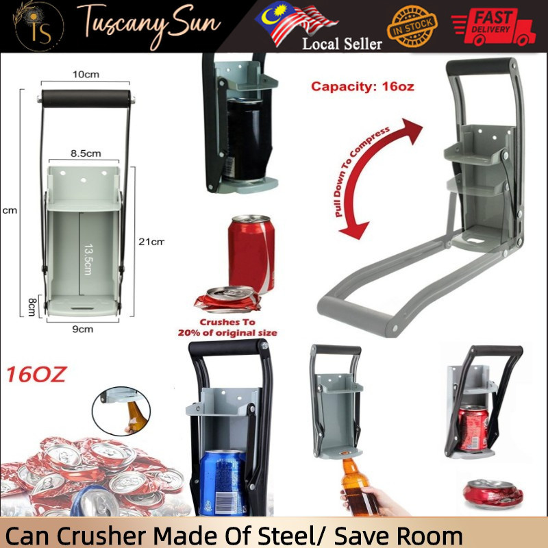 16OZ Aluminum Can Crusher Compressor With Bottle Opener Wall Mounted Soda Beer Recycling Tool压罐器