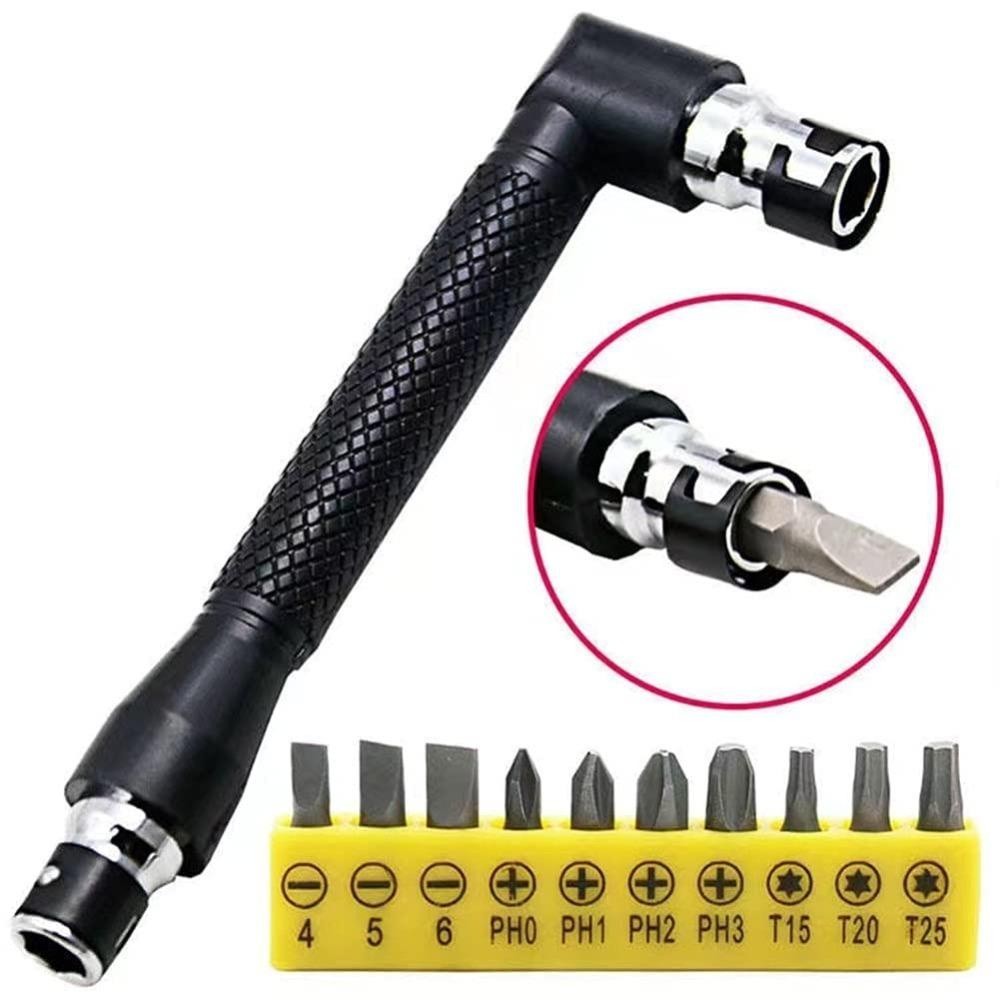 Build Heavy POP 12pcs Drill Bit Extension Iron Screwdriver Right Angle Flex Socket Set Flexible Black Woodworking Too...