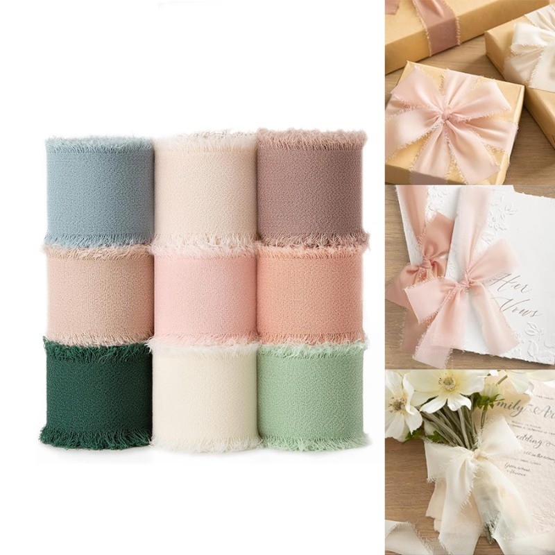 5M/Roll Chiffon Silk Ribbon Multicolour Ribbons Fringe Fabric Eco-Friendly for Wedding Invitations, Bridal Bouquets, Decorations, Gifts Wrapping & Bow Making