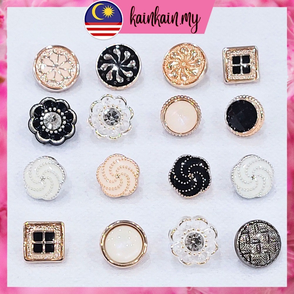 ?5pcs Fashion Classy Button Epoxy Acrylic Resin for Sewing DIY Butang Pearl Baju Kurung Vintage Elegant (60125)