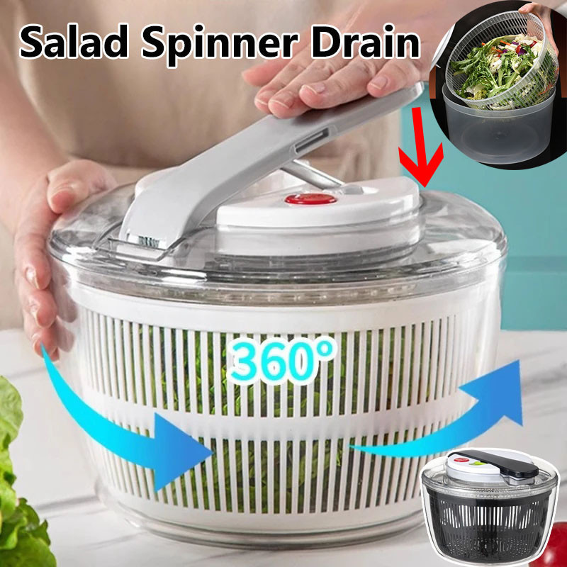 Household Vegetable Dehydrator Manual Water Salad Spinner Fruit Drain Basket Dryer Vegetable Washer Kitchen Gadget