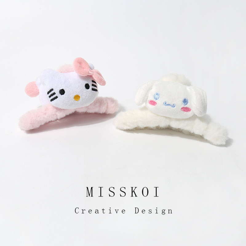 MISSKOI Super Cute Cute Sanrio Kuromi Plush Clip Sweet Girl Autumn Winter Hair Shark Clip Hair Accessories