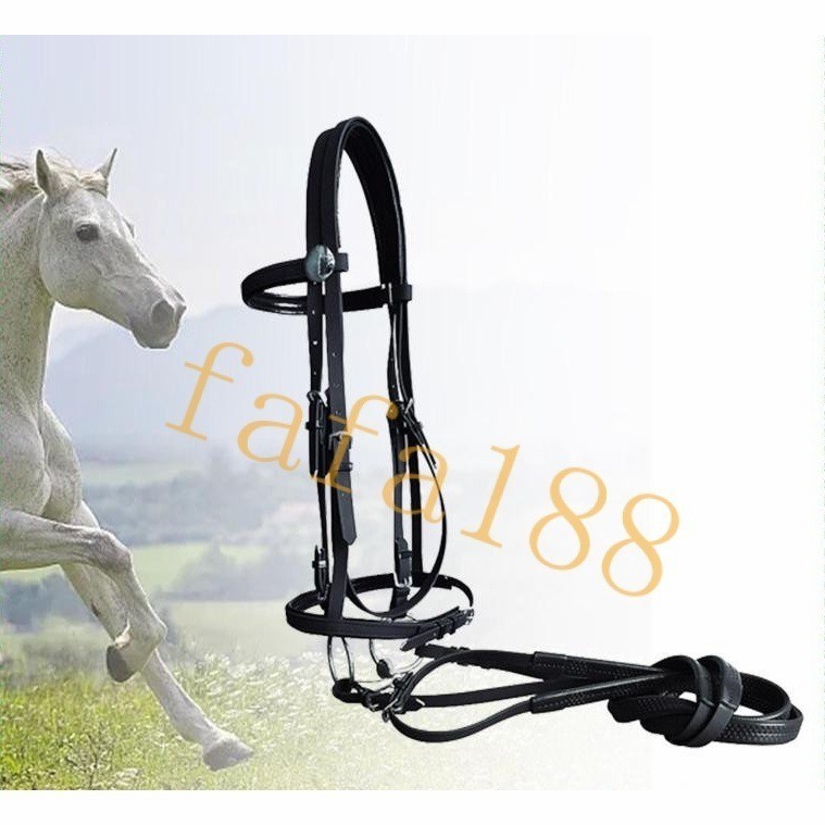 Horse Bridle with Rein,Horse Leading Rope Western Saddles Adjustable Stainless Steel Hollow Mouth Bit,Equestrian Gear