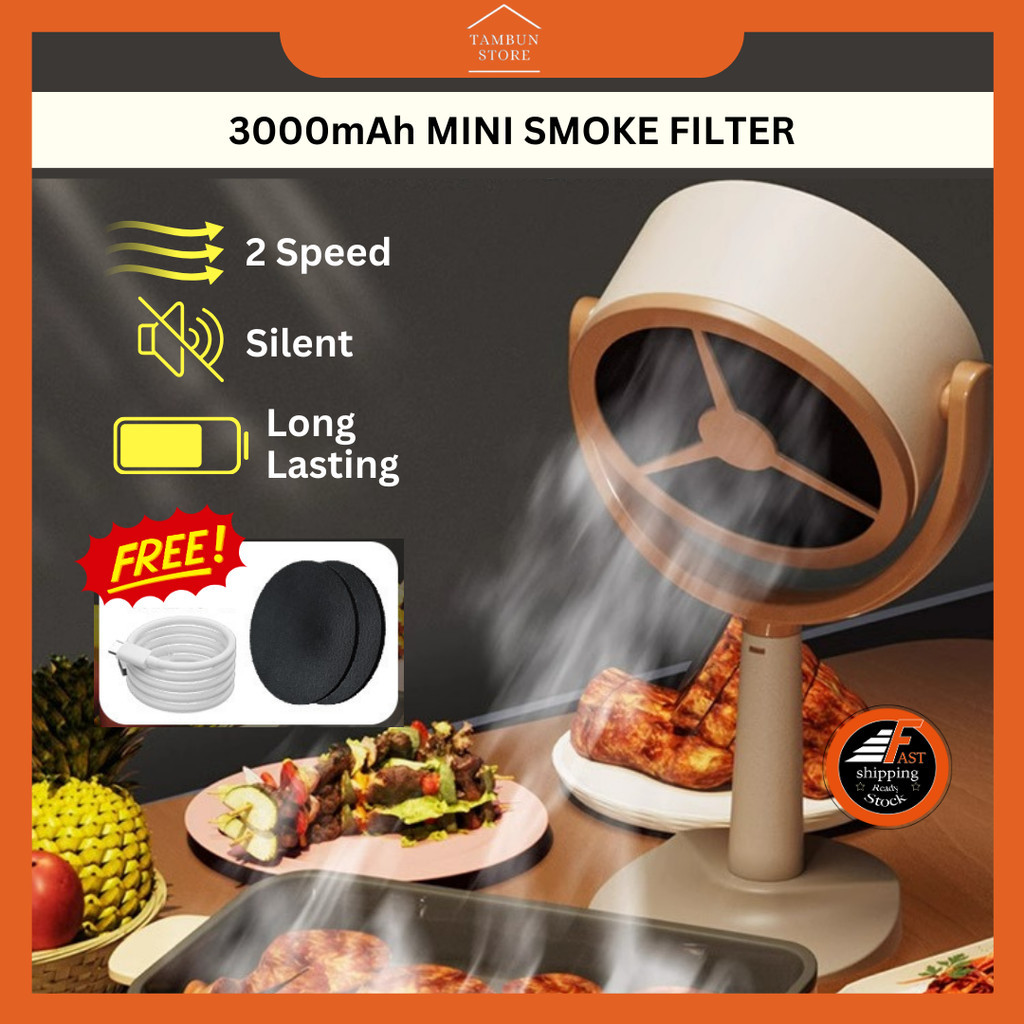 USB Rechargeable 125° Adjustable Strong Wind Speed Smoke Filter Steamboat BBQ Range Hood Mini Kipas Habuk 迷你油烟機