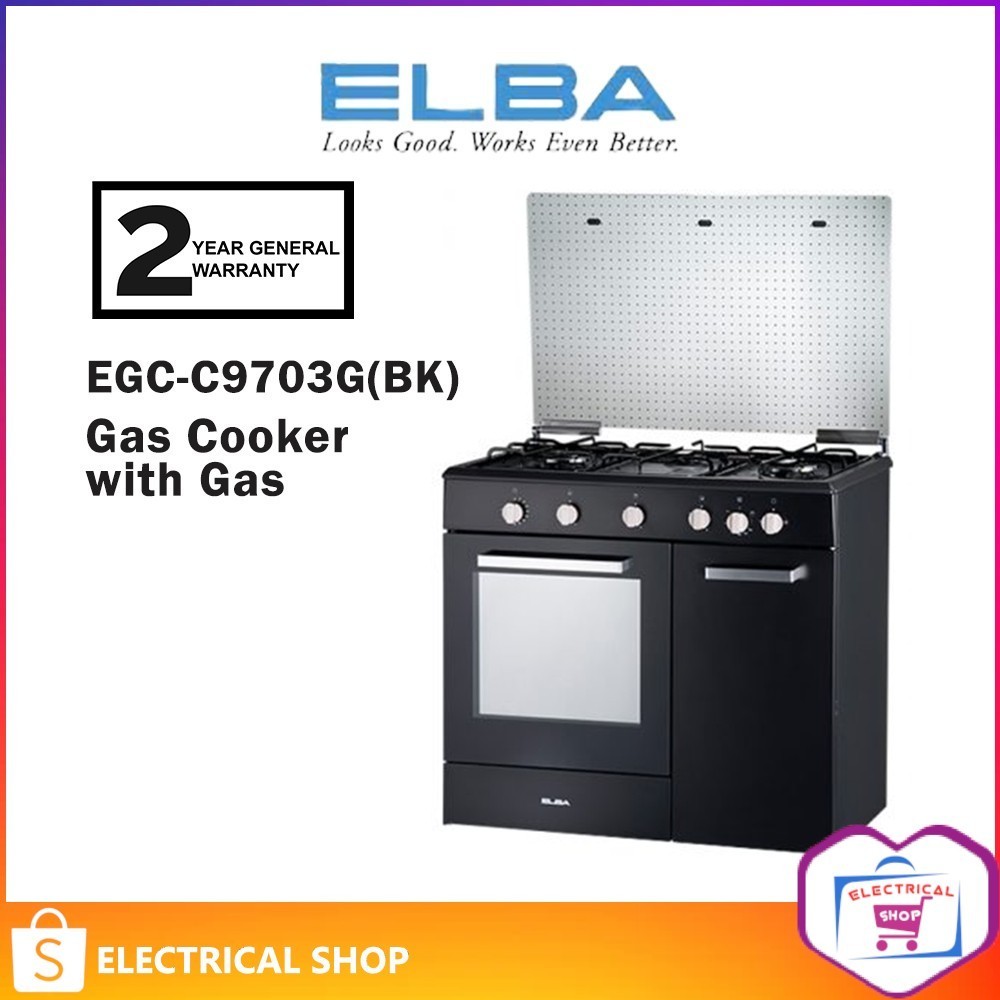 Zanussi ZCG930W 3 Burner Freestanding Gas / ELBA 70L Gas Cooker with Gas Oven EGC-C9703G(BK) / EGC-C9703G  / EGCC9703G