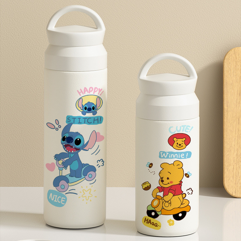 New Style~Stitch Thermos Cute Cartoon Thermos Simple Pacha Dog Water Bottle Stainless Steel Portable Portable Coffee Cup