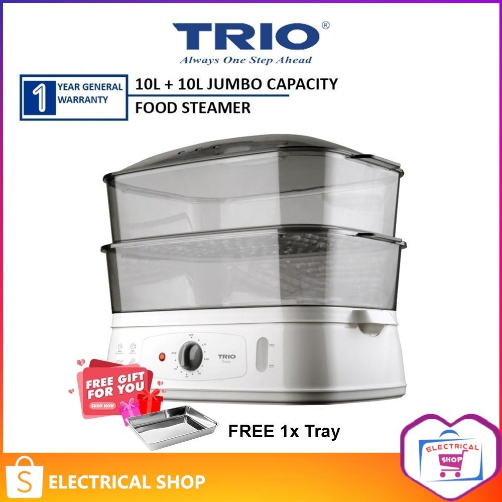 Trio Food Steamer Jumbo Tray Size (10L + 10L) [Free Steel Tray] TFS-18