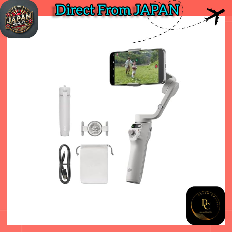DJI Gimbal Osmo Mobile 6 Platinum Gray, upgraded features, 3-axis smartphone gimbal, tracking function, remote control via Watch, built-in extension rod, portable & foldable design, gimbal for Android & iPhone, Vlog stabilizer, for YouTube & TikTok videos