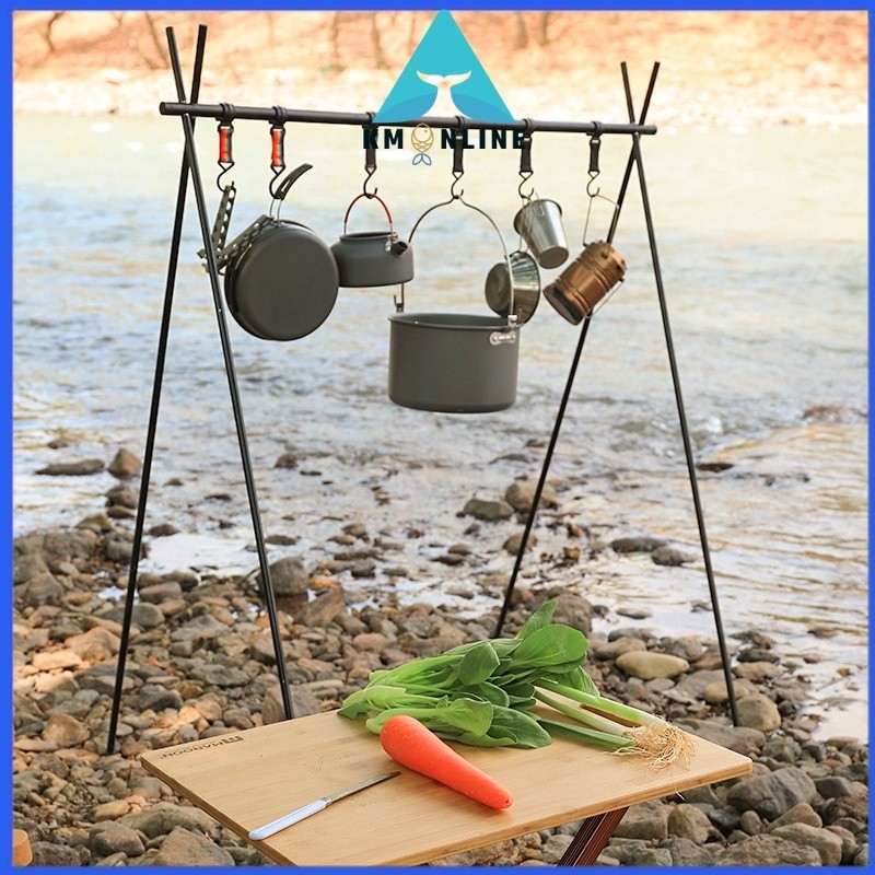 Aluminum Alloy Hanging Rack Multi Tools ChenYi Camping Triangular Rack Portable Camping Equipment  with 6 Hook
