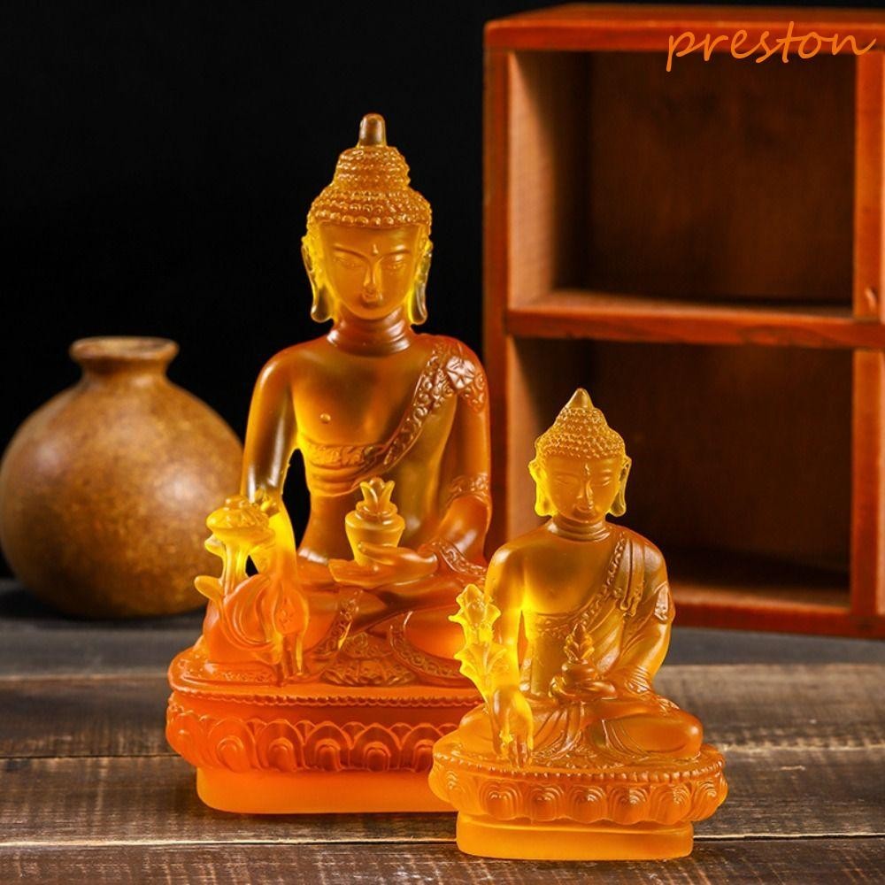 PRESTON Resin Buddha Crafts, Zen Ornaments Resin Craft Medicine Buddha Statue, Retro Thai-style Handmade|Buddhist Sculpture Temple