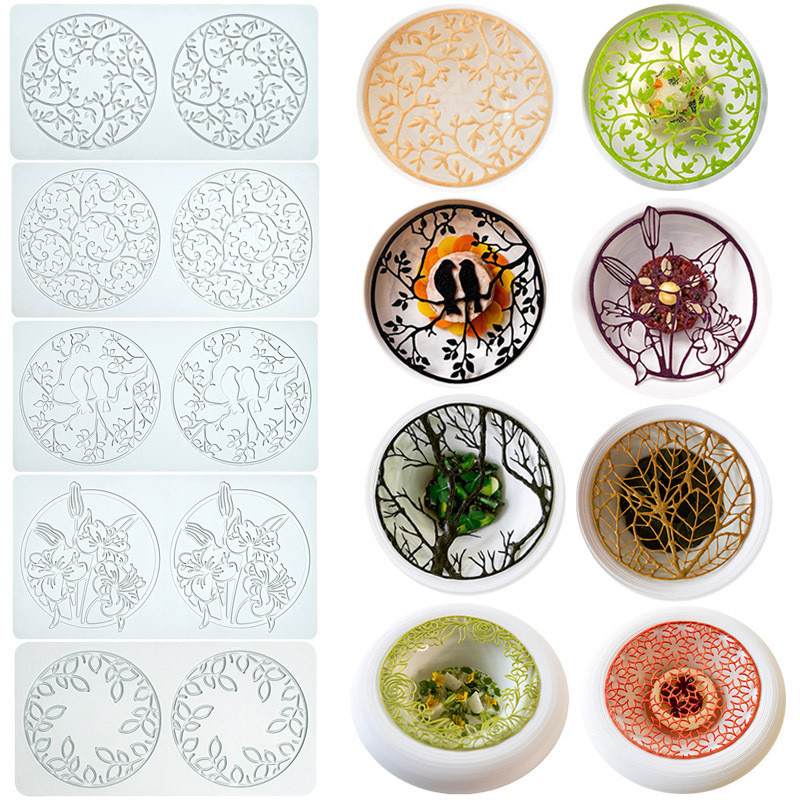 Leaf Pattern Fondant Lace Cushion Artistic Conception Vegetable Disc Decoration Silicone Mold diy Western Food Crisp Chips Grinder