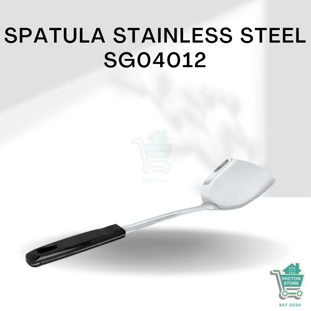 Bezton Premium Stainless Steel Frying Spatula SG04012 Stainless Steel Fried Sutils Stainless Sodet Flat Spatula Stainless Frying Stainless Turner Stainless Cooking Tools Stainless Spatula Stainless Steel GLX