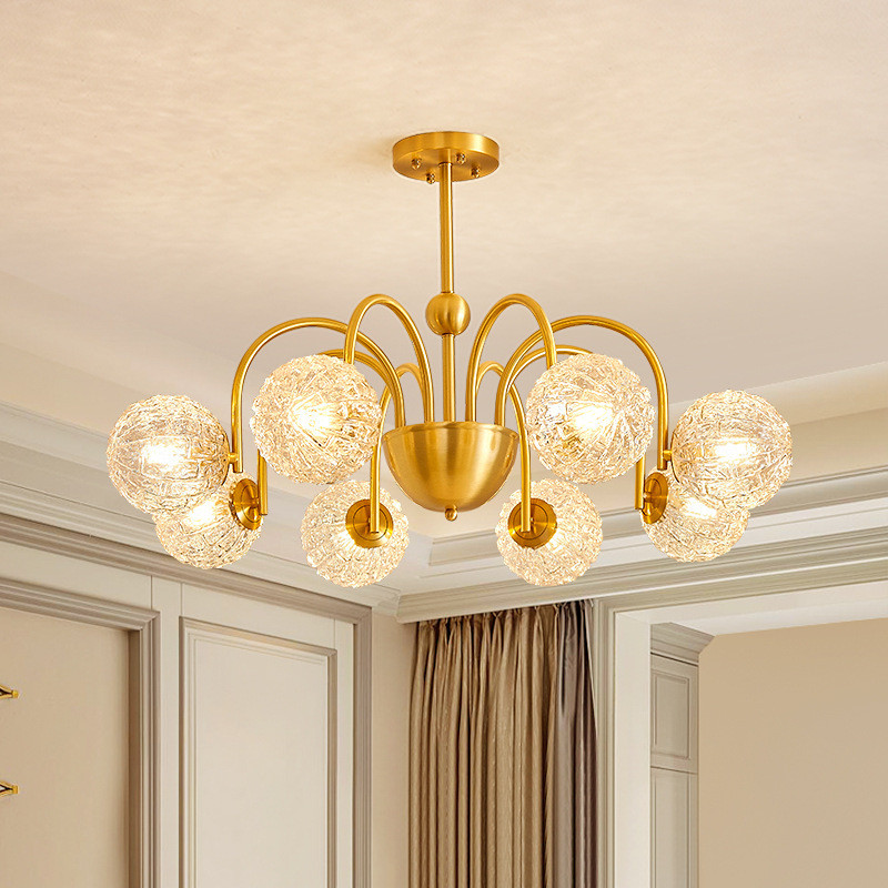 Lampu Utama Ruang Tamu Lorong Tembaga Gaya Amerika Lampu Utama Moden Ringkas Elegan Ruang Makan Candelier Rumah Bilik Tidur Utama Perlengkapan Pencahayaan Bilik Tidur Utama