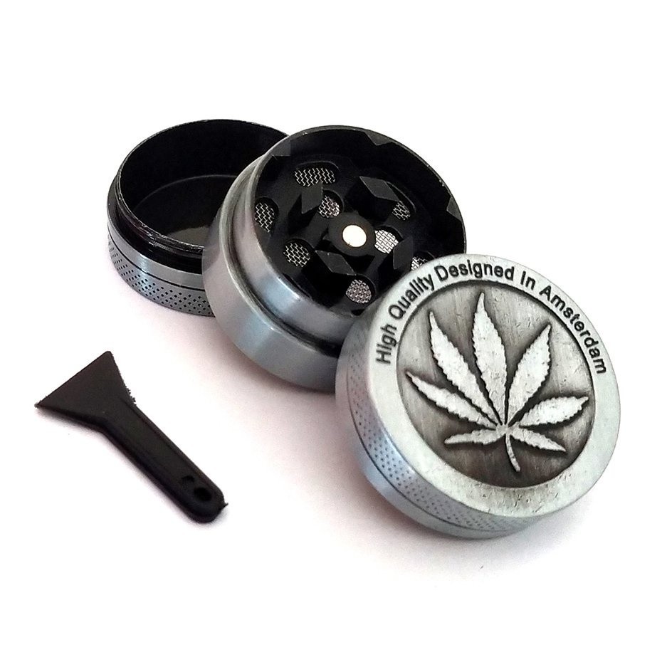 READY STOCK - Leaf Herbs Metal Herbal Grinder 3/4 Layer with Pollen Catcher Free Scraper