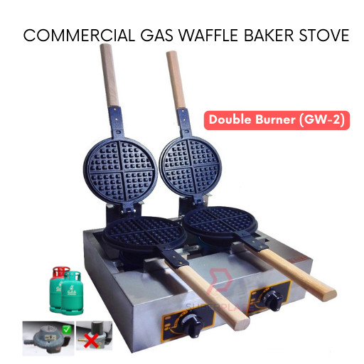 Double Burner GW2 Commercial Gas Waffle Baker Stove Portable Waffle Maker Telfon Waffle Pan