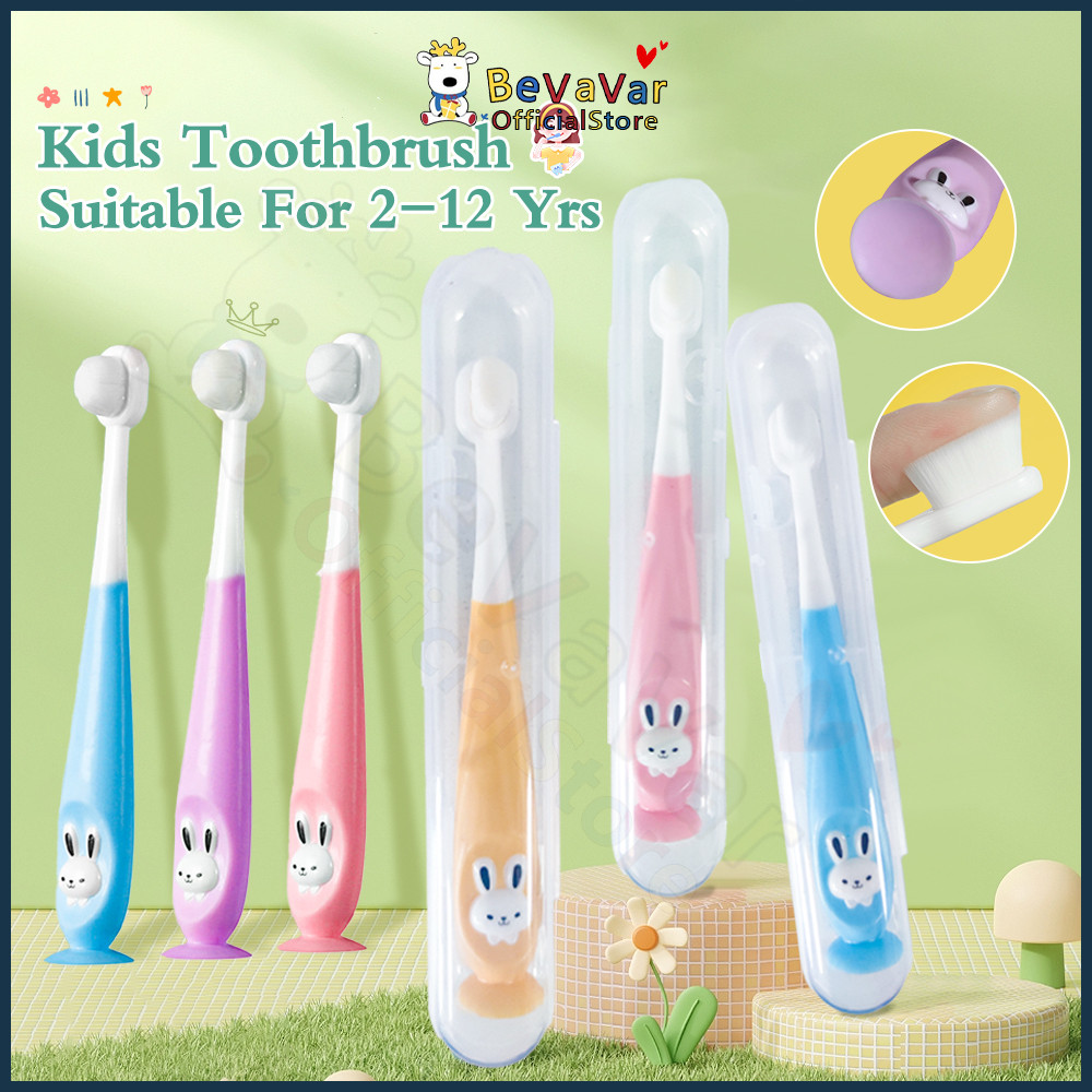 BEVAVAR 2-12 Years Old Kids Rabbit Toothbrush With Box Kids Training Toothbrush Soft Bristles Berus Gigi Kanak