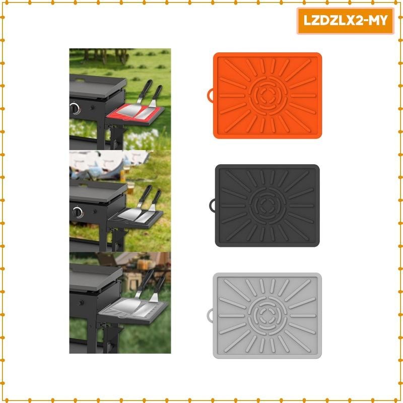 [Loviver] Silicone Griddle Mat Spoon BBQ Utensil Holder for Outdoor BBQ Tool Grill Accessories Kitchen Countertop