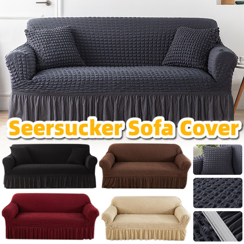 【READY STOCK】Universal Spandex Seersucker Sarung Sofa 1 2 3 4 Seater Sofa Cover Stretch Sofa Slipcover Living Room Sarung Kusyen 沙发套