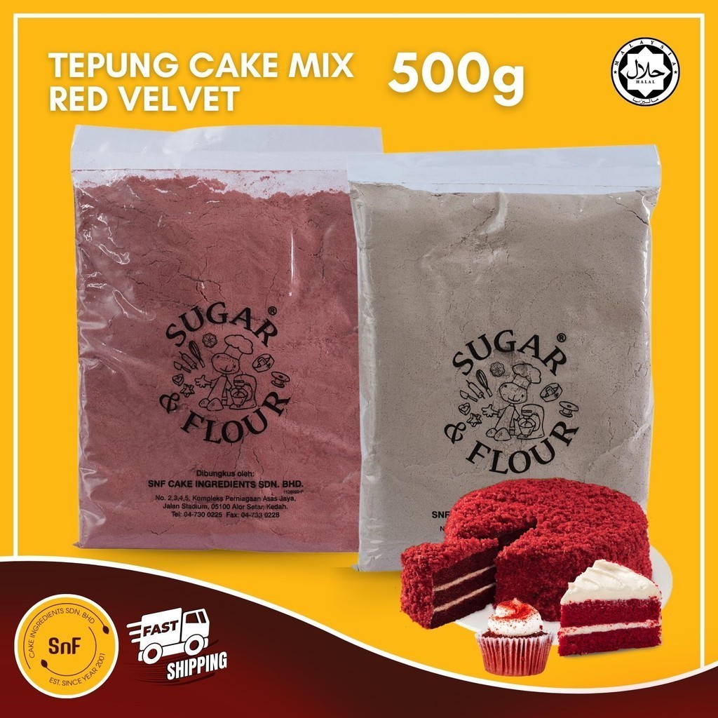 Tepung Kek Mix Creme Red Velvet Cake Premix Kek Red Velvet Cake Flour Tepung Naik Sendiri 500g