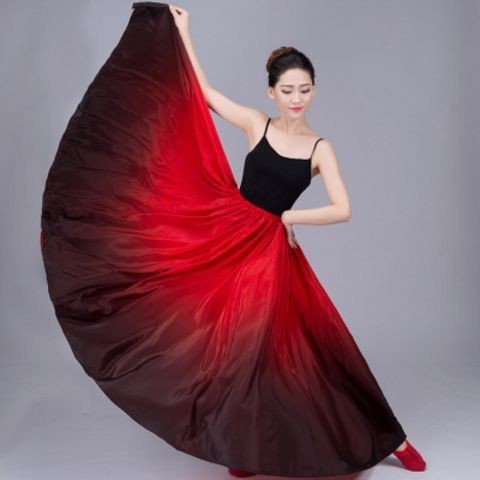 ❤️ 2025 skirt kembang tarian Sepanyol Xinjiang Dance Practice Skirt Uyghur Yi Tibetan Dance Practice Skirt Performance Costume Dancewear Large Swing Skirt Long Skirt